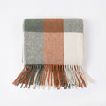 Pure Wool Throw Blanket with Herringbone Stripe