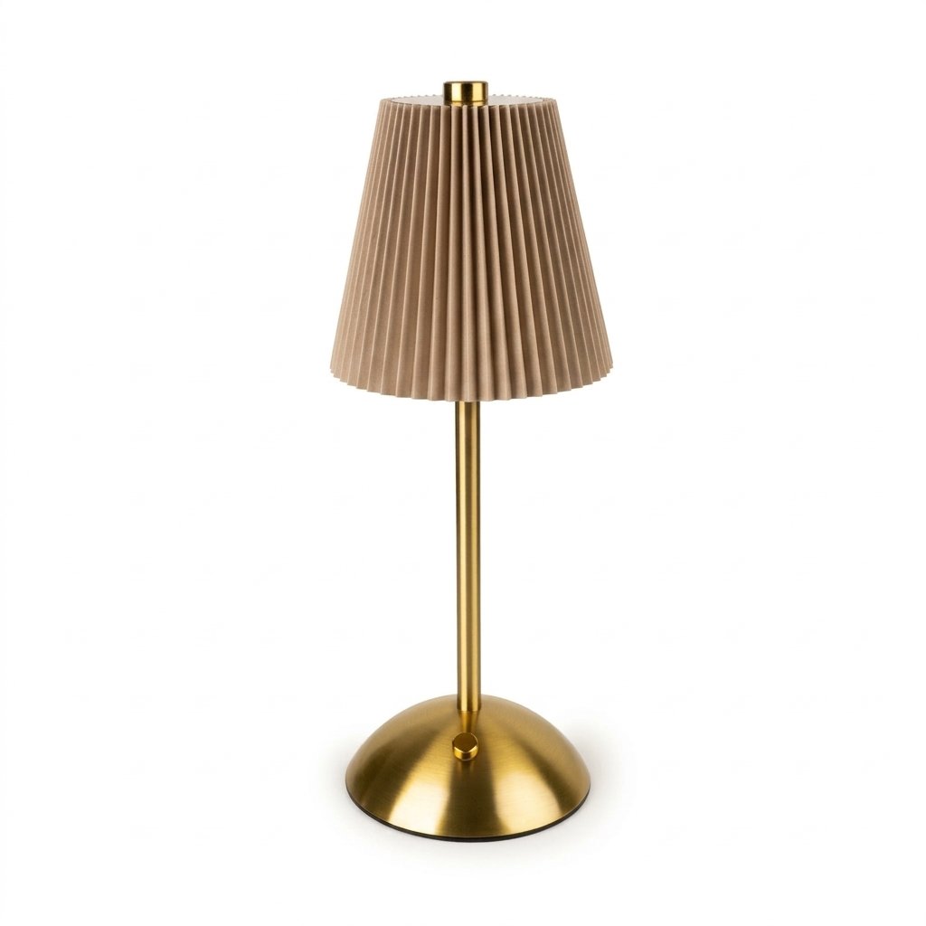 Rechargeable LED Touch Table Lamp, Brass & Taupe