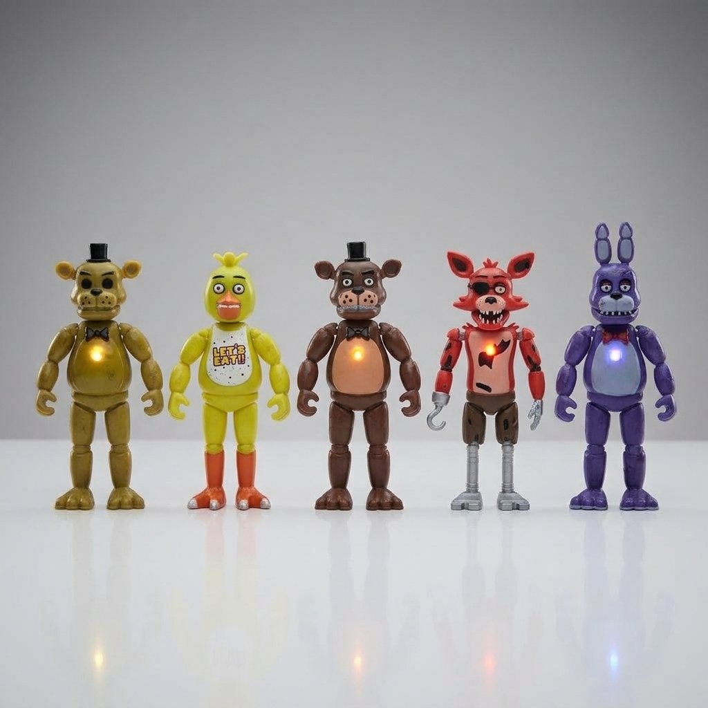 Set of 5 Articulated Horror Action Figures with LED Chest Lights