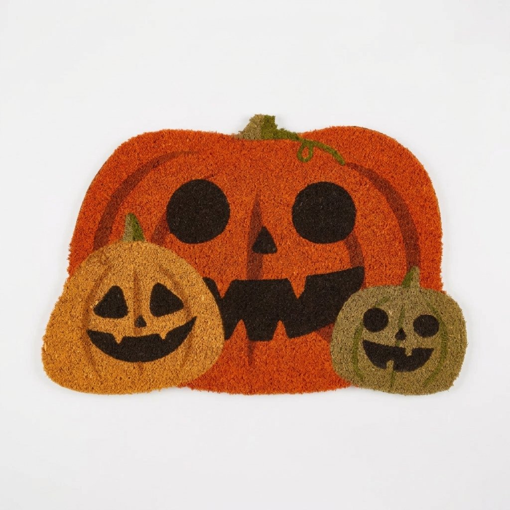 Shaped Coir Halloween Pumpkin Trio Doormat