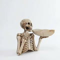 Skeleton Figurine Candy Bowl with Cracked Resin Dish – Halloween Decoration