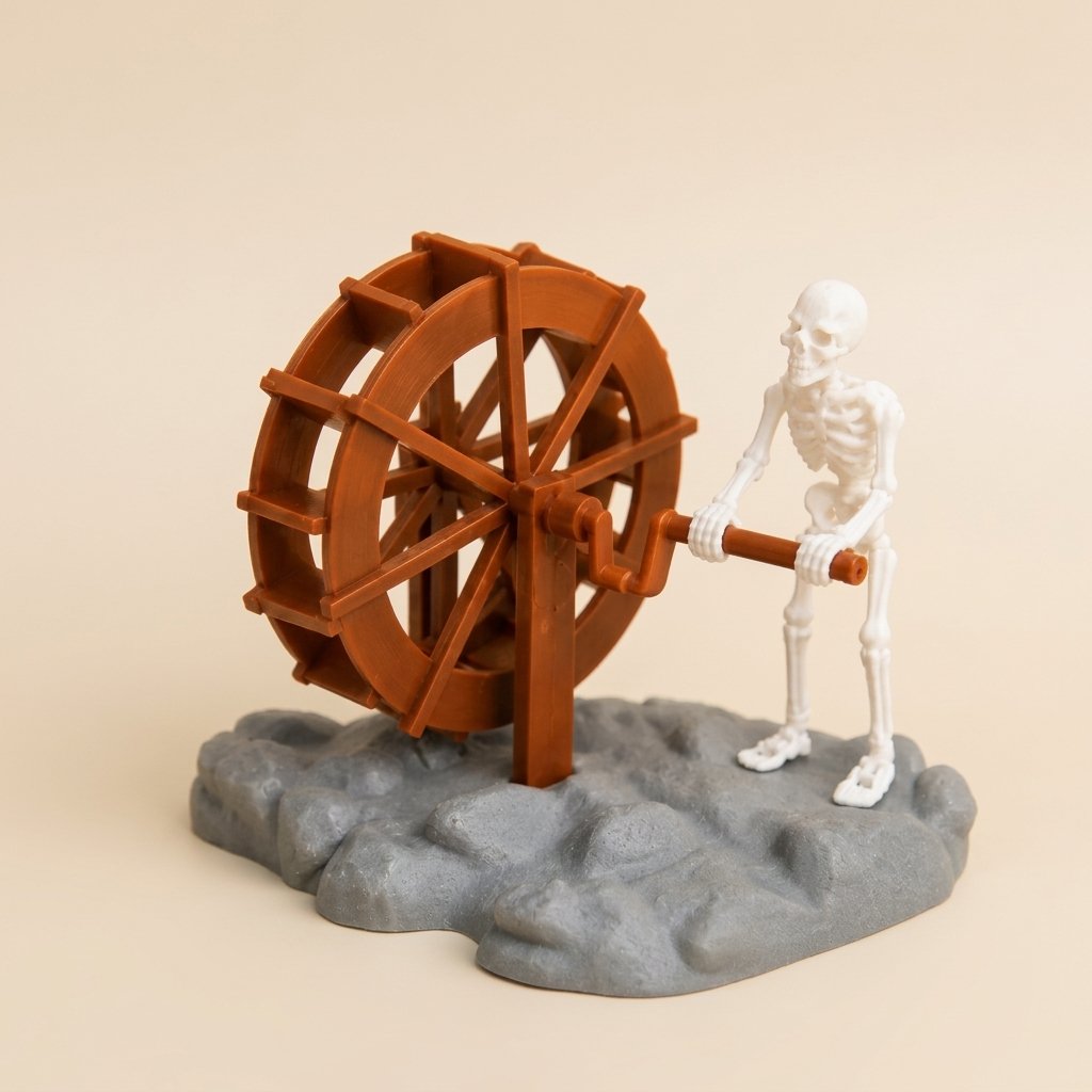 Skeleton Waterwheel Aquarium Decoration with Built-In Air Bubbler