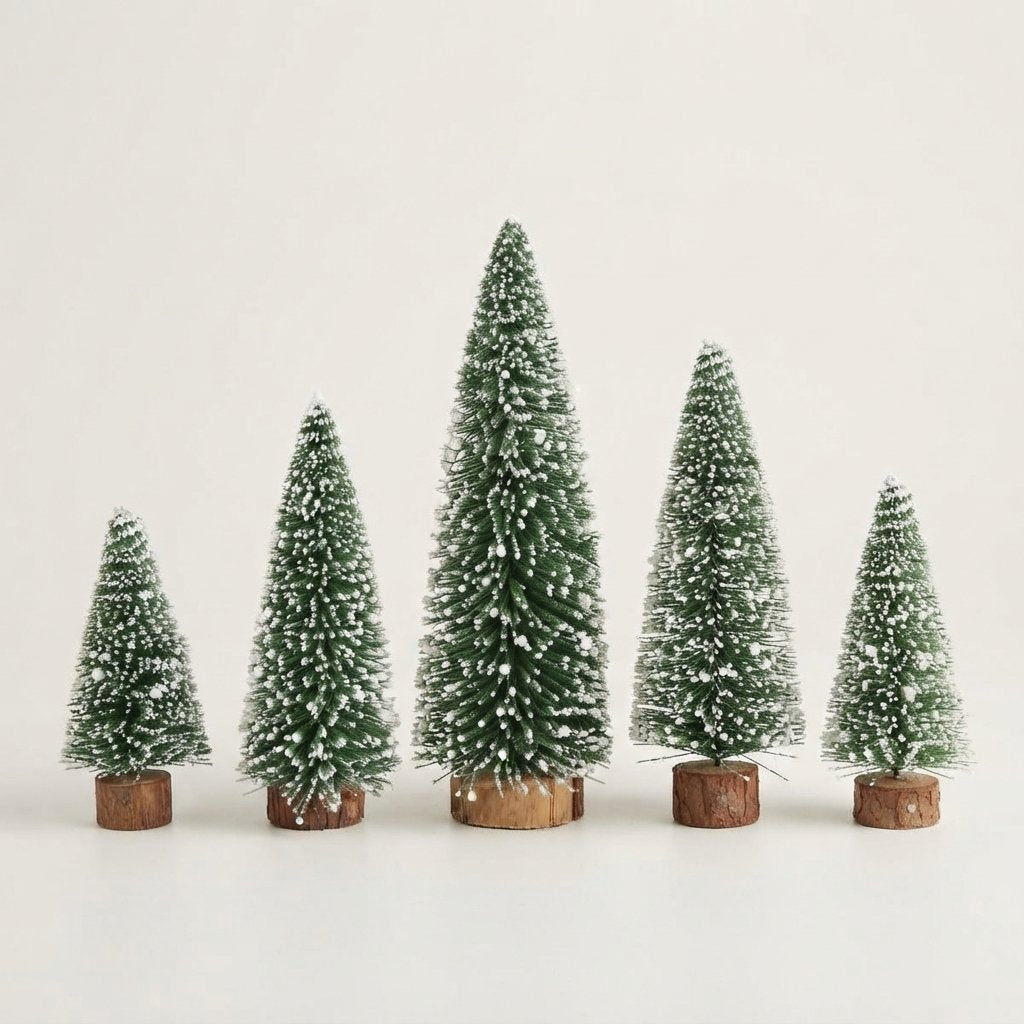 Snow-Flocked Mini Christmas Trees, Set of 5