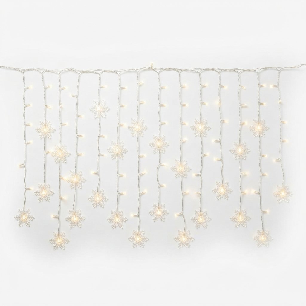 Snowflake LED Curtain Fairy Lights, 3.2 m, Mains Powered