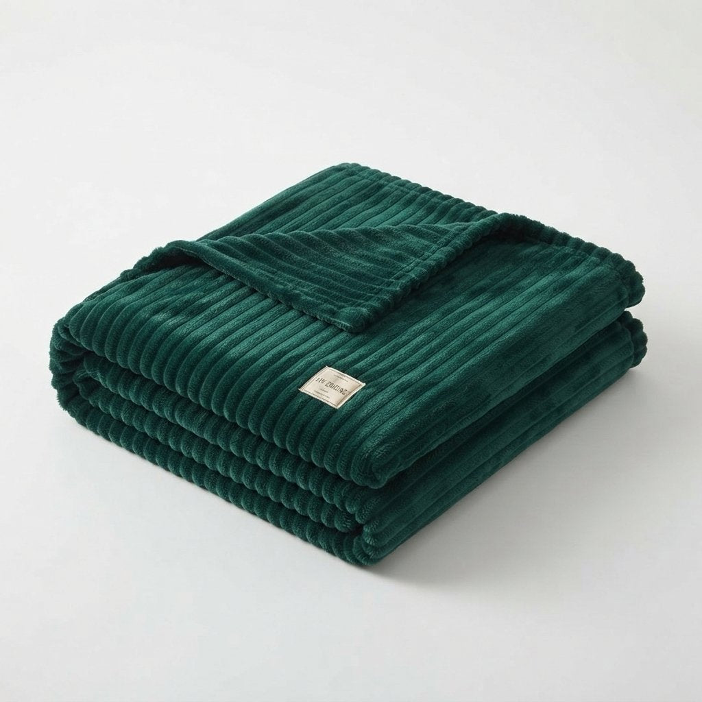Soft Flannel Throw Blanket with Ribbed Texture