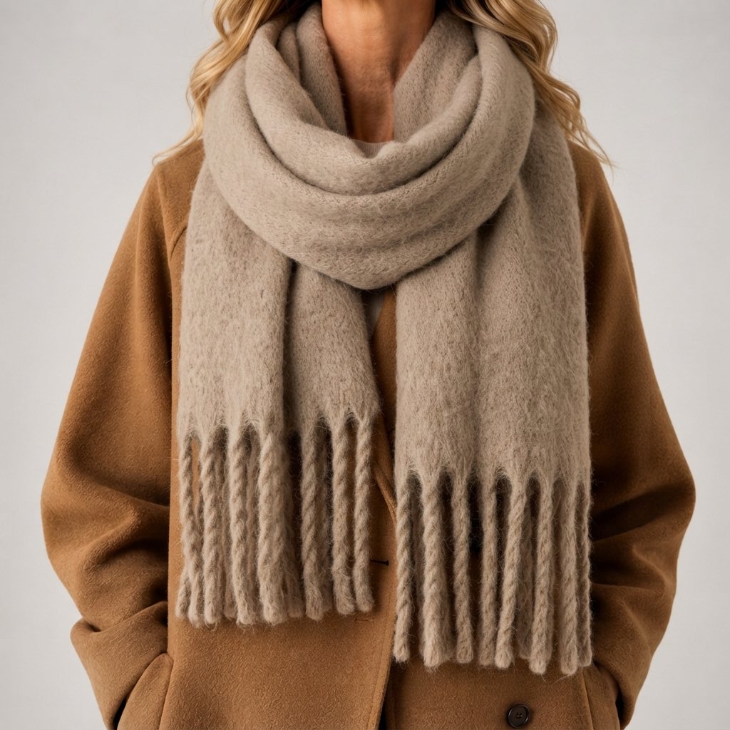 Soft Fringed Scarf – Fluffy Winter Wrap