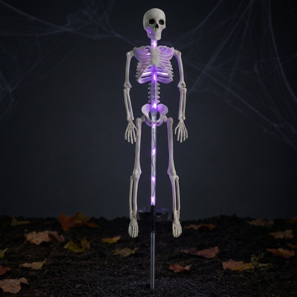 Solar skeleton garden stake light with LED illumination