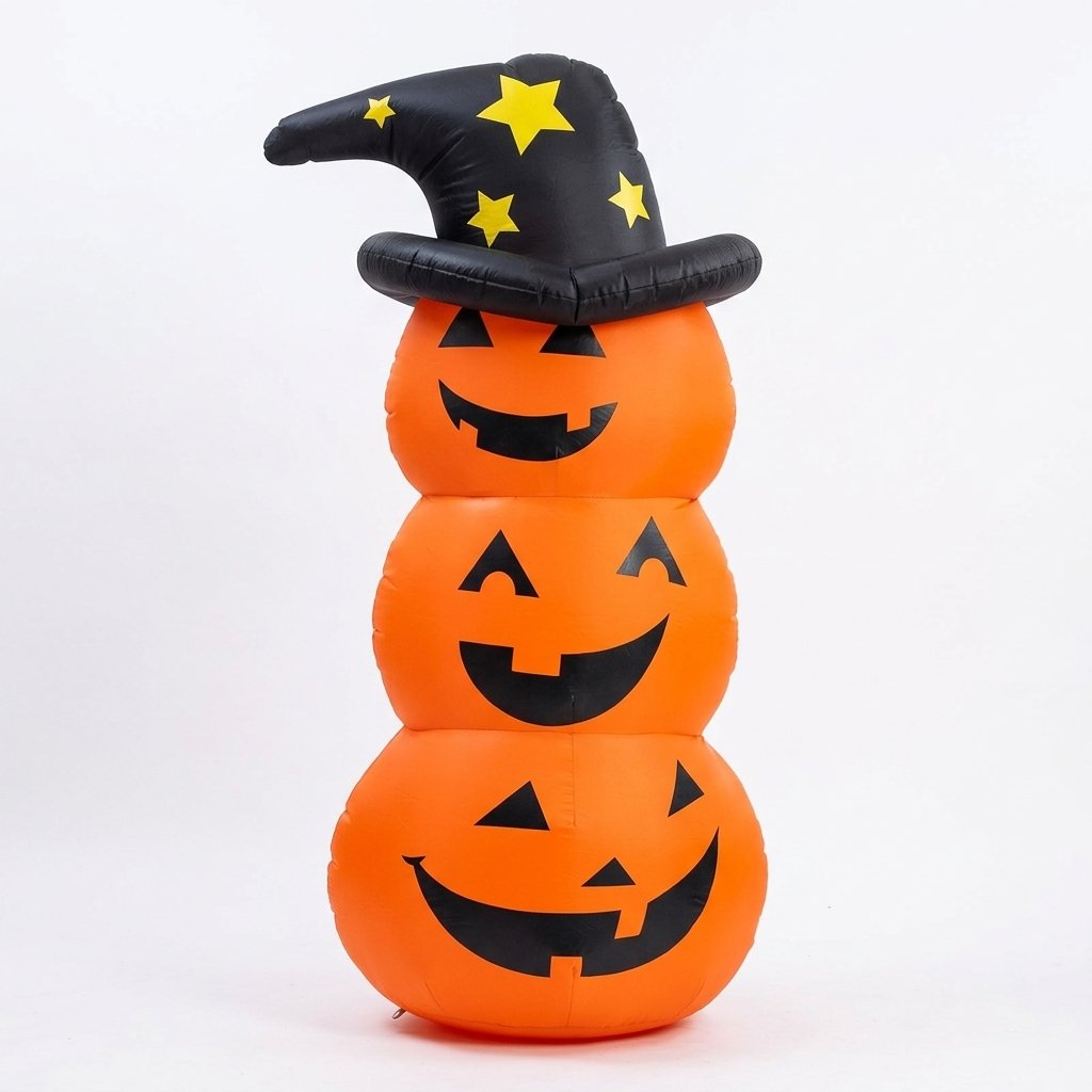 Stacked Pumpkin Inflatable Halloween Yard Decoration with Water-Fillable Base – Ghost or Pumpkin Design