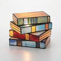 Stained Glass Book Stack Table Lamp, Handcrafted