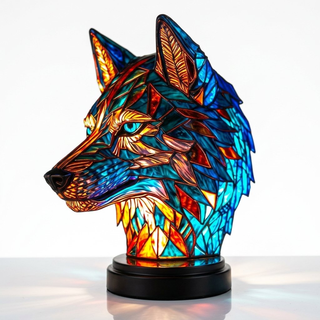 Stained Glass-Look Animal Table Lamp, USB LED