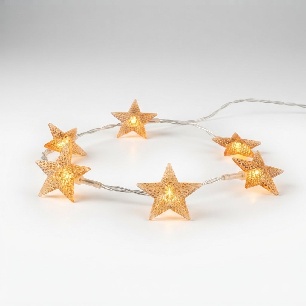 Star LED String Lights with Timer, Warm White, 6 Stars