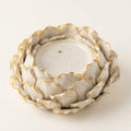 Stoneware Blossom Pillar Candle Holder, Cream