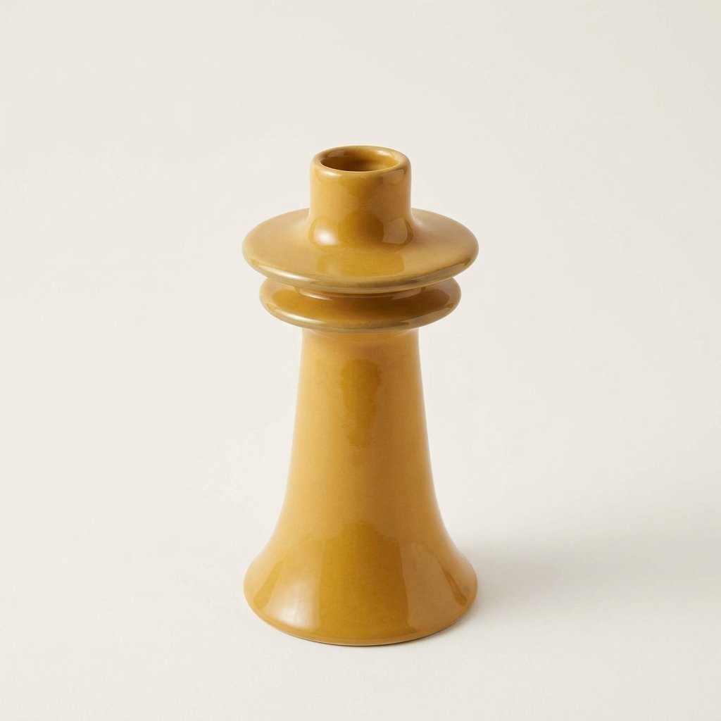 Stoneware Candlestick Holder in Mustard