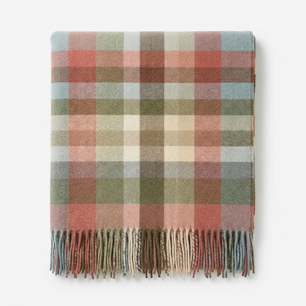 Tartan Wool Throw in Autumn Check
