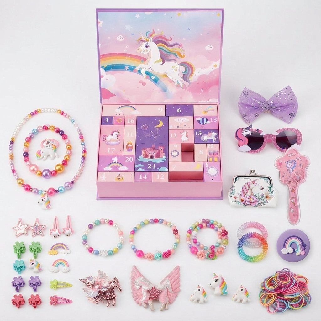 Unicorn Advent Calendar with 24 Jewellery & Hair Accessories