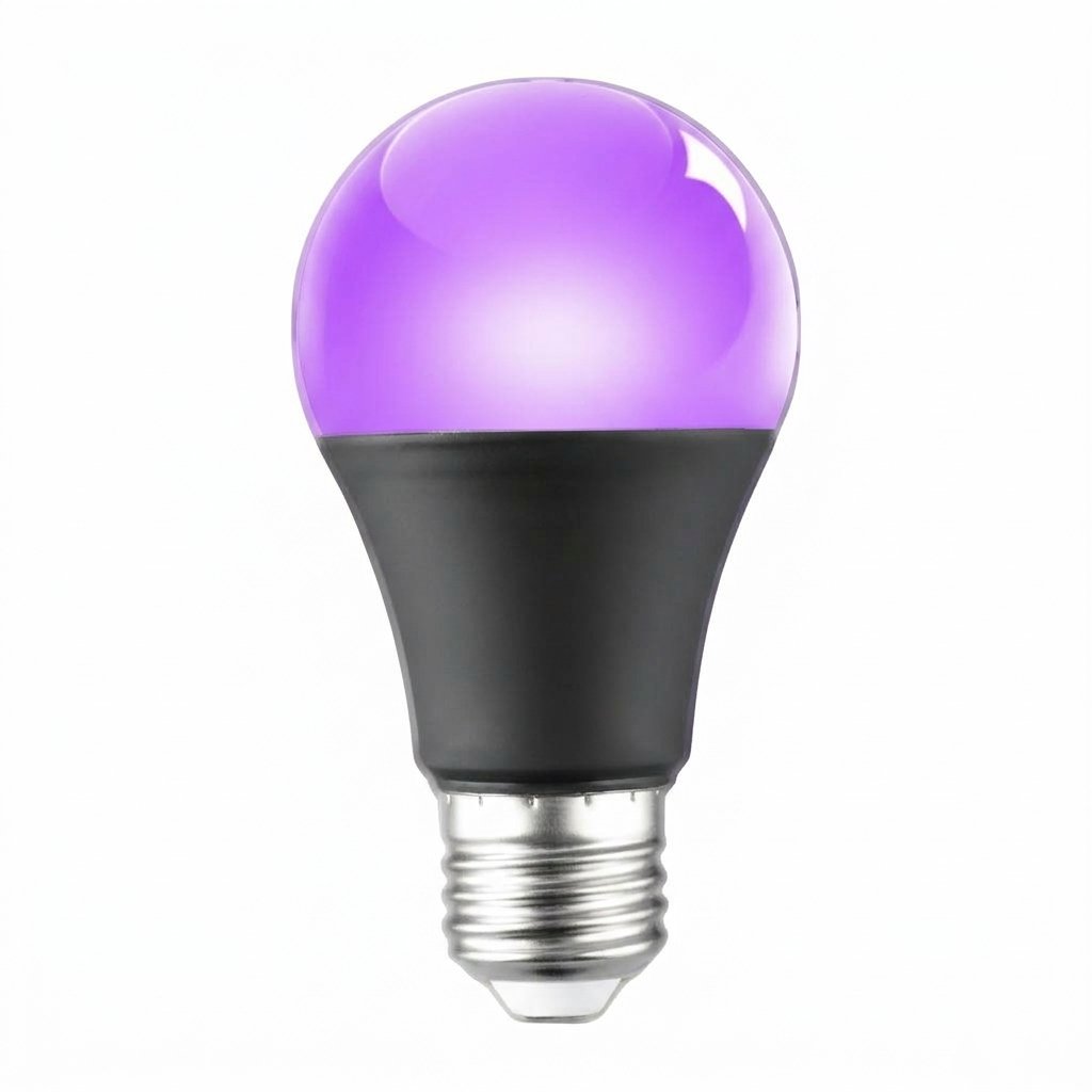 UV Black Light LED Bulb with E27 Socket for Halloween and Party Decoration, 12 W – Purple Glow, Matte Black or White Collar
