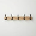 Wall-Mounted Coat Rack with Adjustable Hooks, Wood & Black