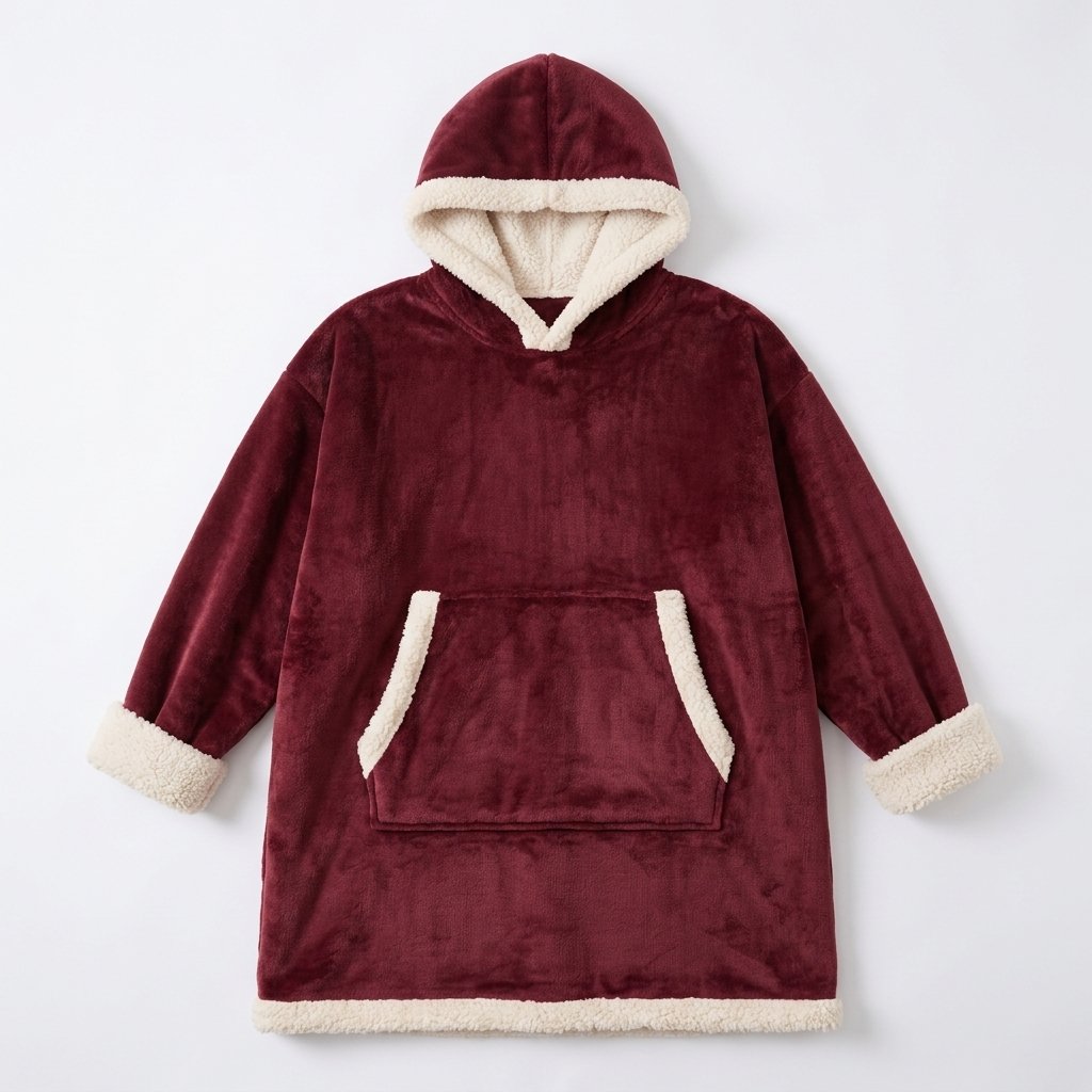 Wearable Blanket Hoodie with Sherpa Trim, Two Lengths