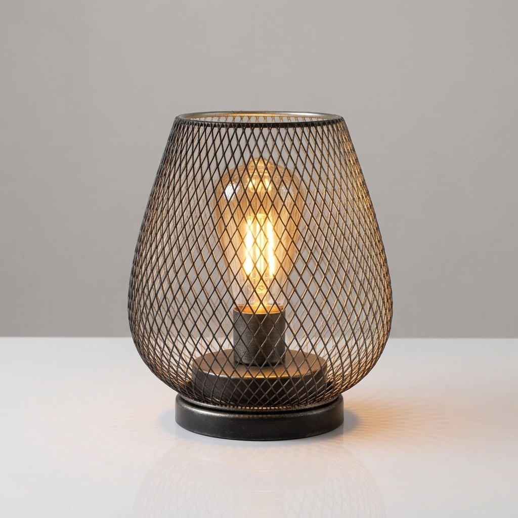 Wireless Metal Mesh LED Table Lamp, Warm Amber Glow