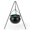 Witch's Cauldron Tripod with Green LED Glow – Halloween Outdoor Decoration
