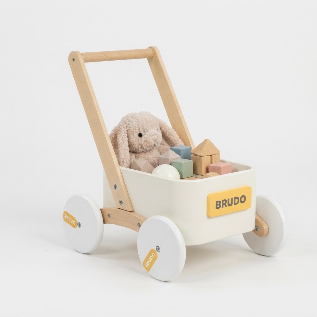 Wooden Baby Push Walker and Toy Wagon – Snow White