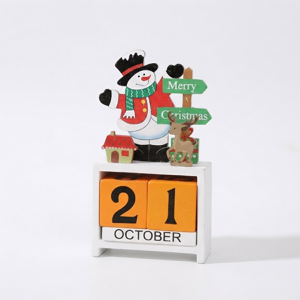 Wooden Christmas Countdown Calendar with Movable Date Blocks