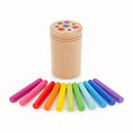 Wooden Colour Sorting Sticks with Matching Cup