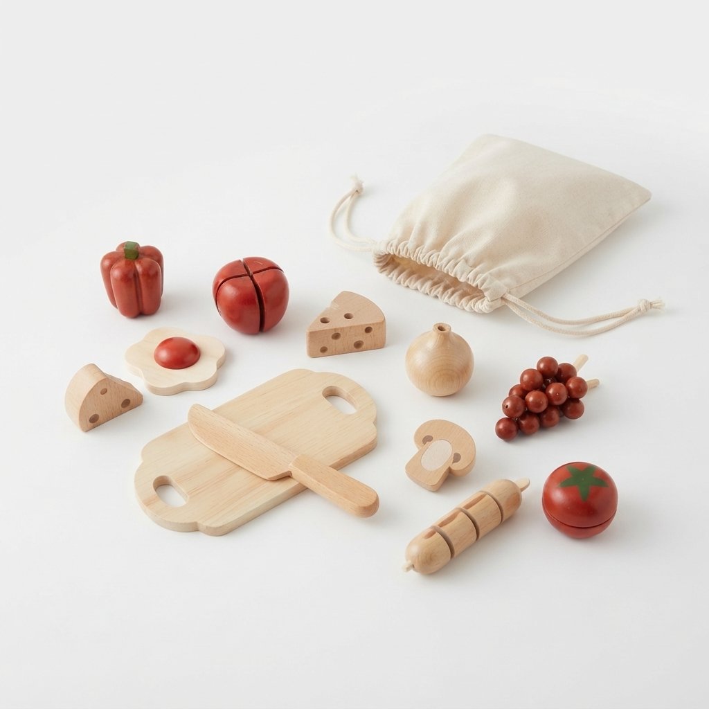 Wooden Cut & Play Food Set for Toddlers