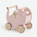 Wooden Doll Pram Walker in Rose – 2-in-1 Birch