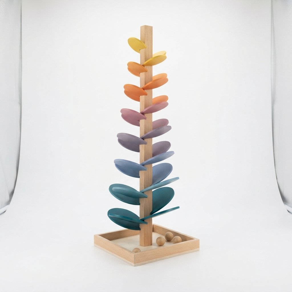 Wooden Marble Run Sound Tree – Rainbow Colour
