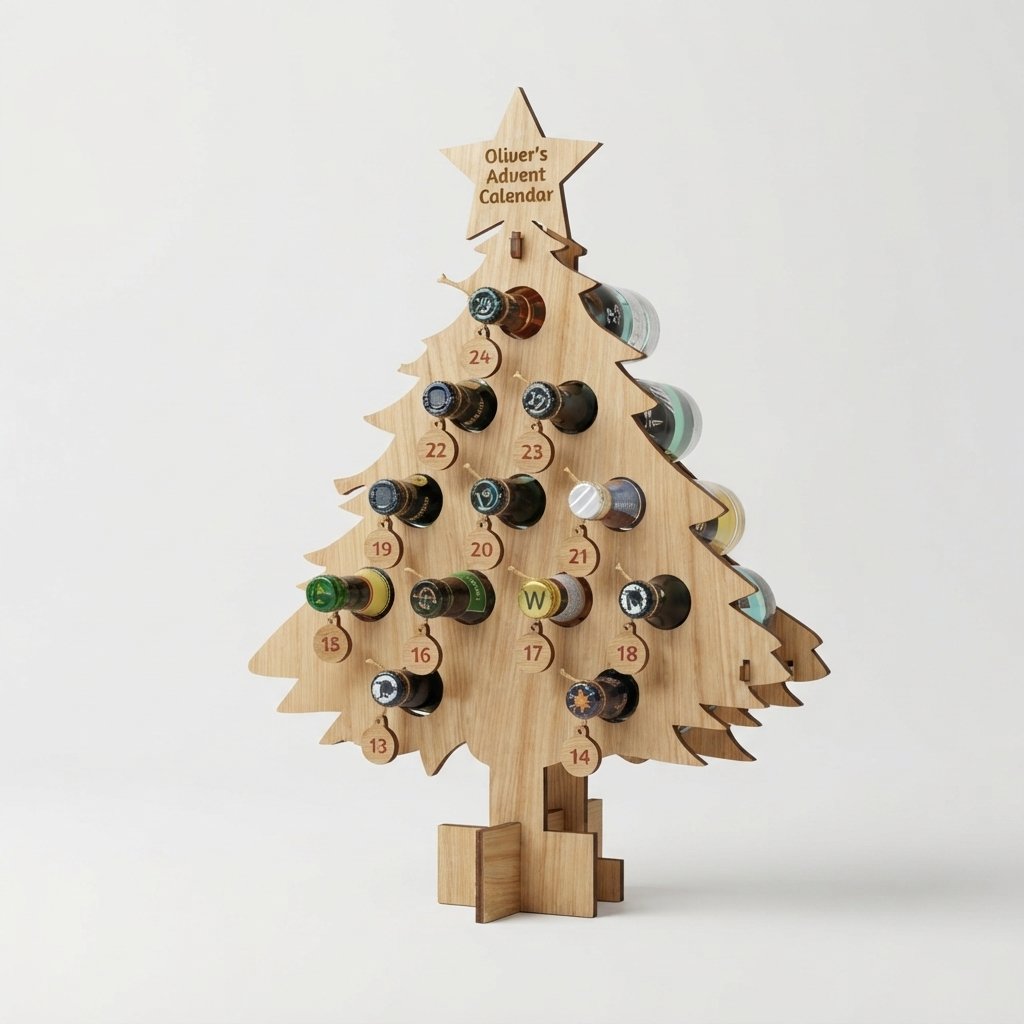 Wooden Mini-Bottle Advent Calendar Holder, 24 Slots