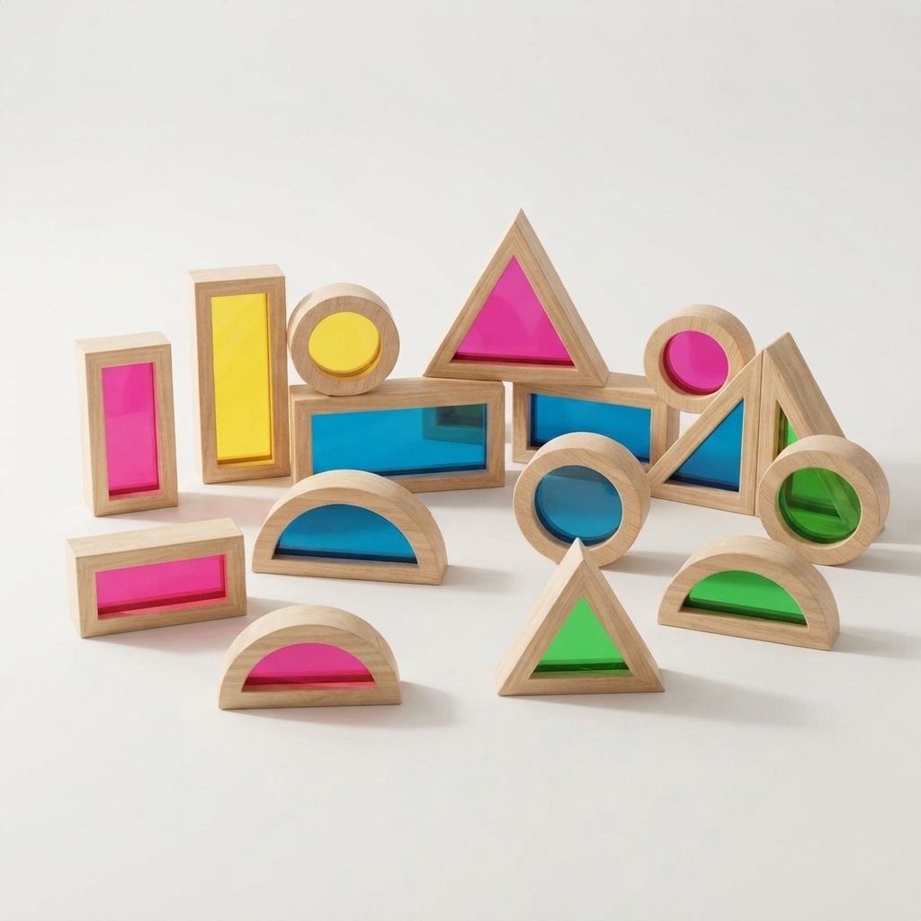 Wooden Rainbow Light Blocks – Montessori Building Set