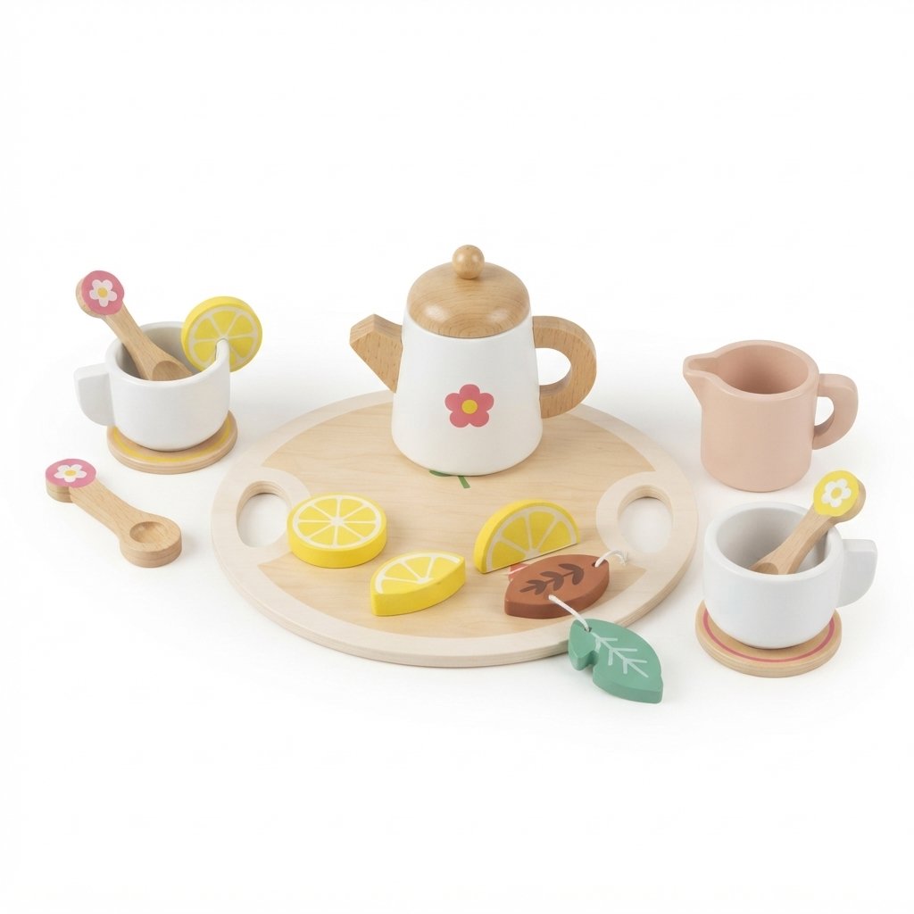Wooden Tea Party Play Set for Toddlers