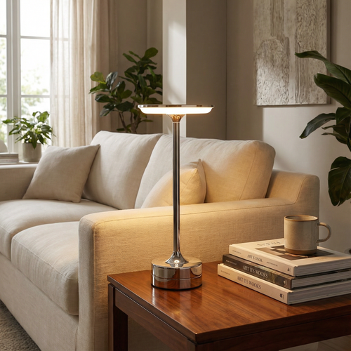 ChromeAura Cordless Touch Rechargeable LED Table Lamp