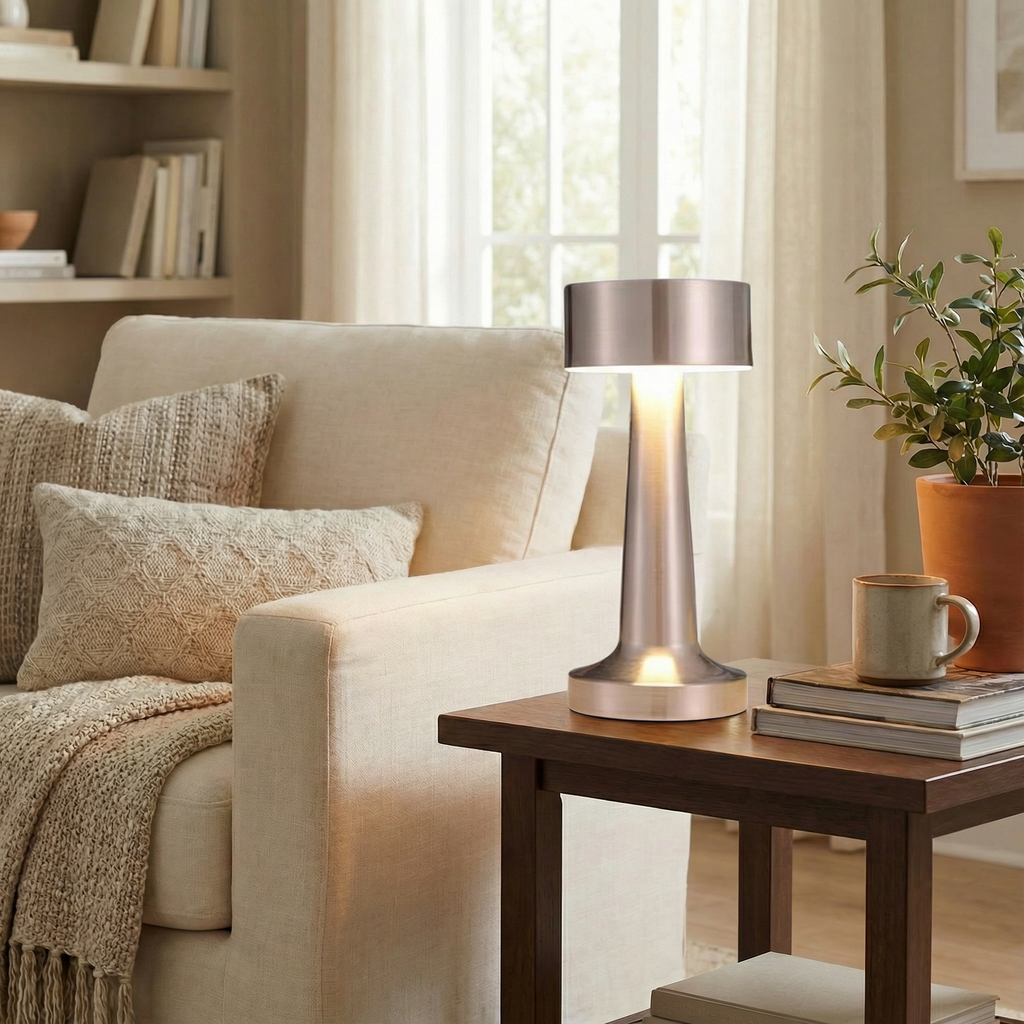 AuraGlow Touch-Control Rechargeable Table Lamp