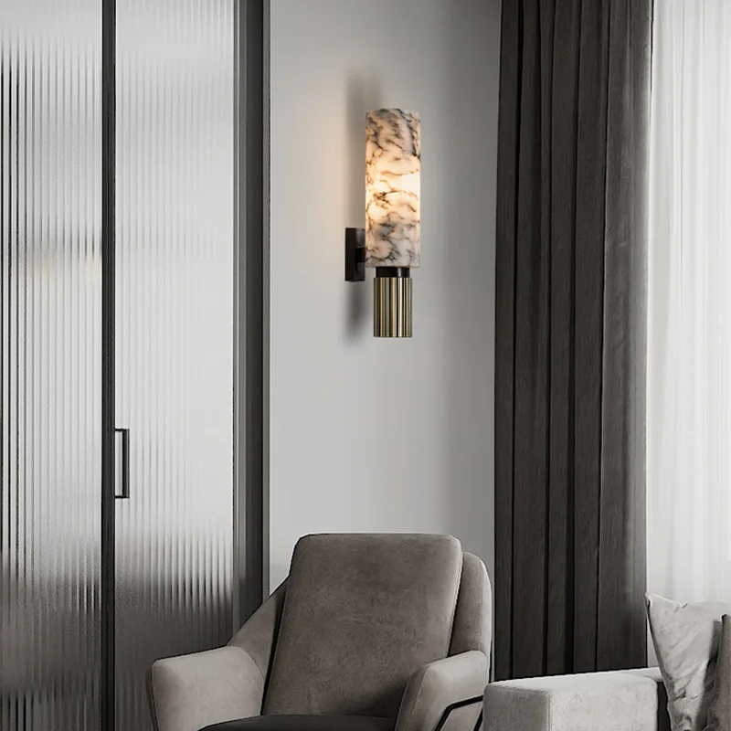 Marble Copper Wall Light LED E27 Natural Stone