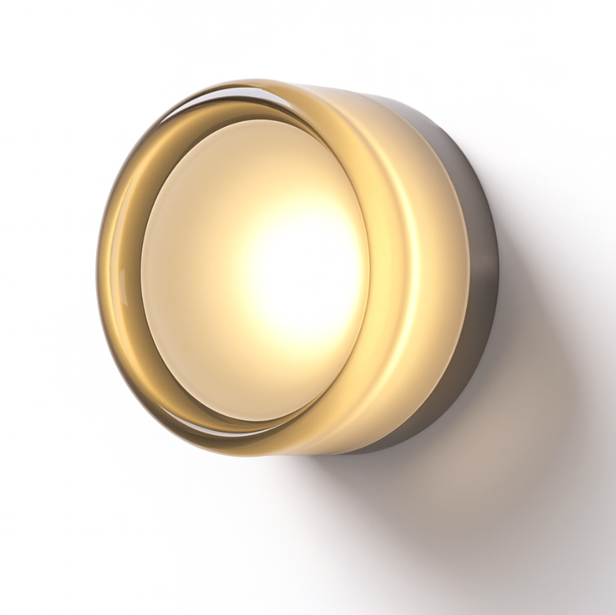 Round Glass Wall Sconce LED Amber Warm Light 5W