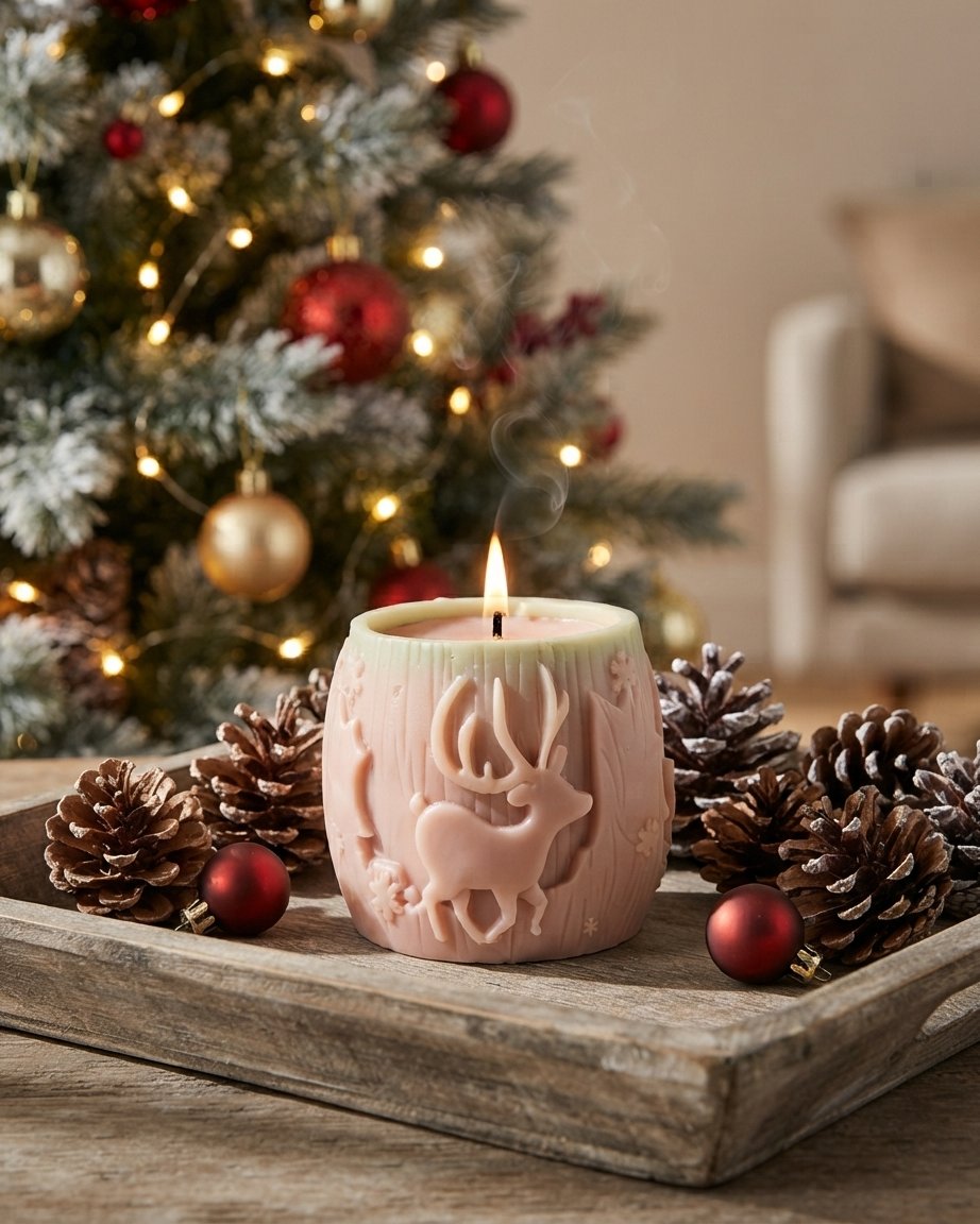 3D Christmas Silicone Candle Mould – Festive Elk & Snowflake