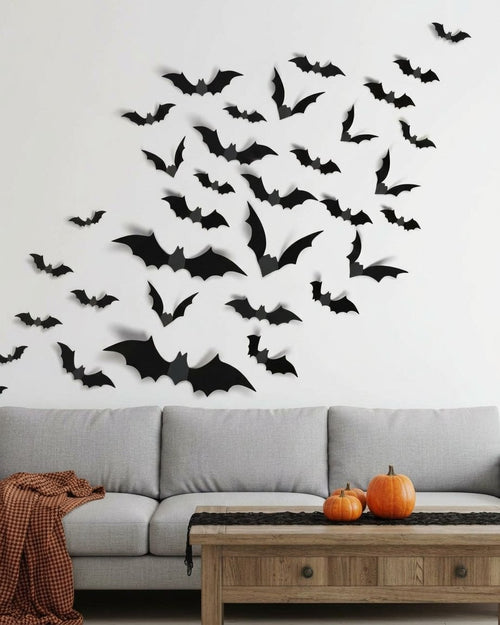 3D Foldable Bat Wall Stickers for Halloween Decoration – Peel and Stick, Reusable, Indoor Use