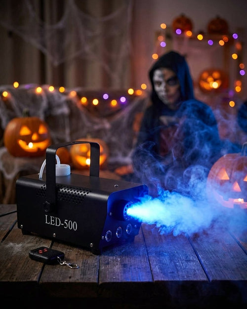 500W LED Fog Machine with Wireless Remote Control and Built-In Colour Lights