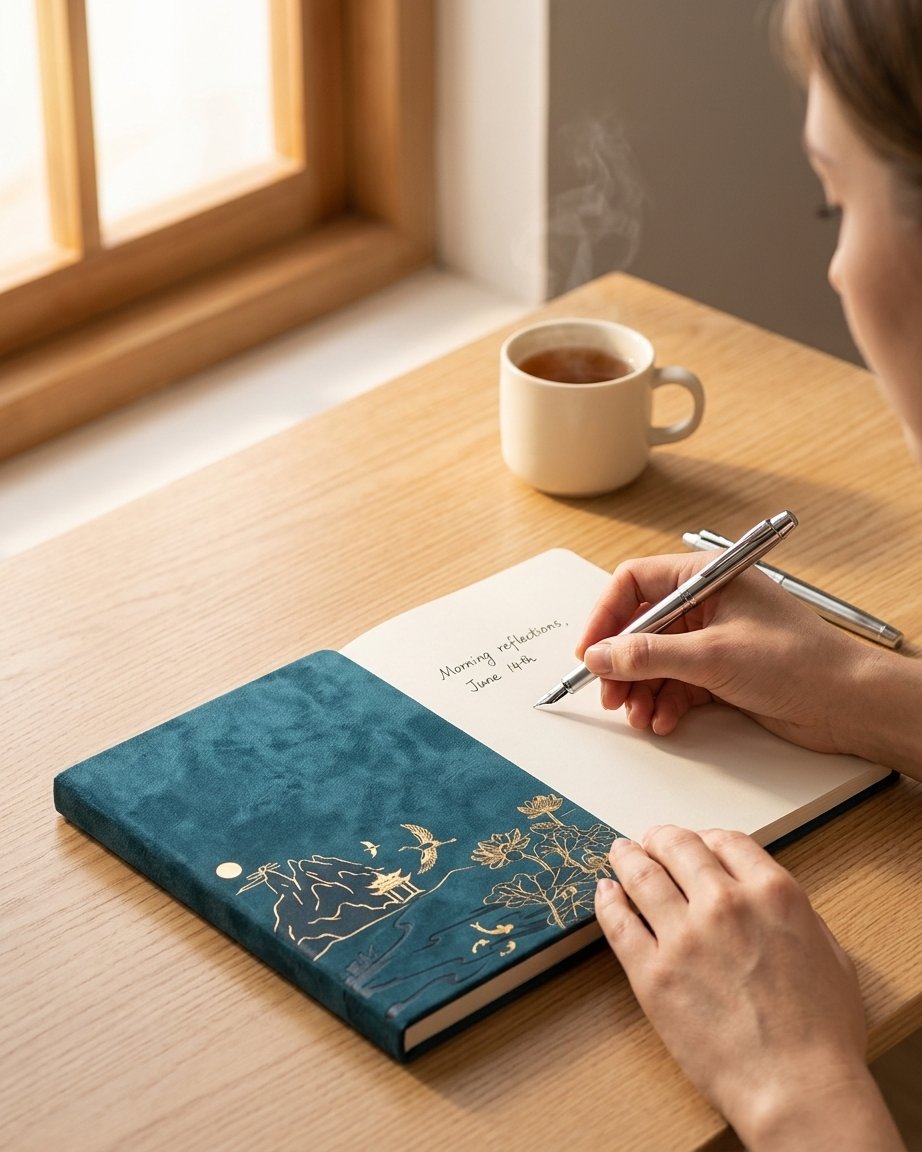 A5 Notebook & Pen Gift Set with Gold Embossed Cover