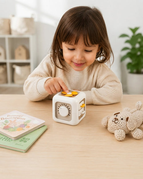 Activity Cube Fidget Toy with Spinner, Knob and Slider