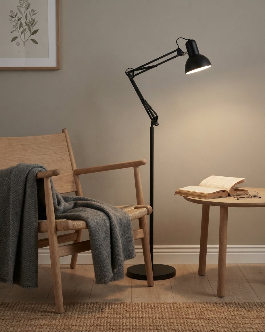 Adjustable Folding Floor Lamp with Articulated Arm