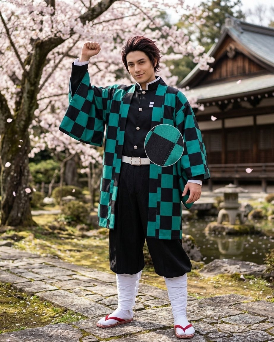 Anime Character Cosplay Costume Set with Wide-Sleeve Haori Jacket, Uniform Top, Trousers or Skirt, Waist Belt and Leg Wraps
