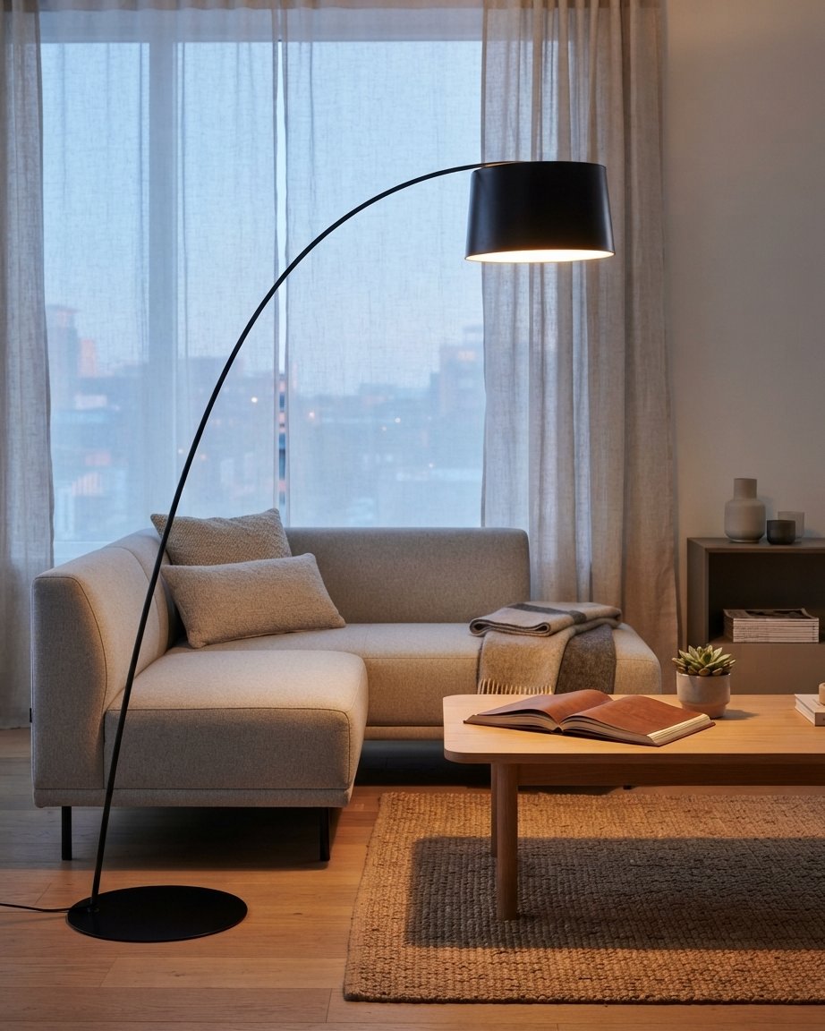 Arc Floor Lamp in Metal, Black, White, Red or Blue
