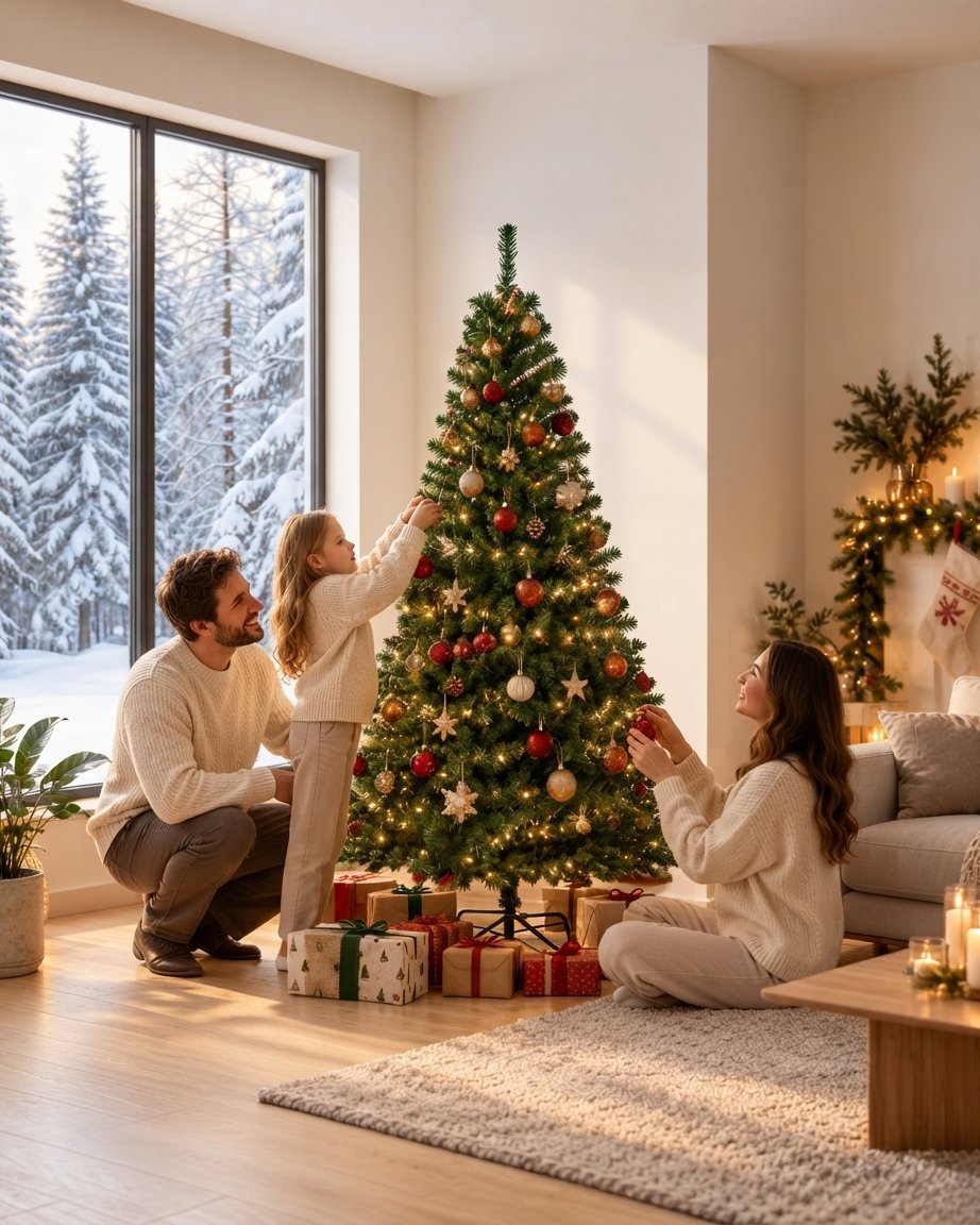 Artificial Christmas Tree with Metal Stand, Green PVC