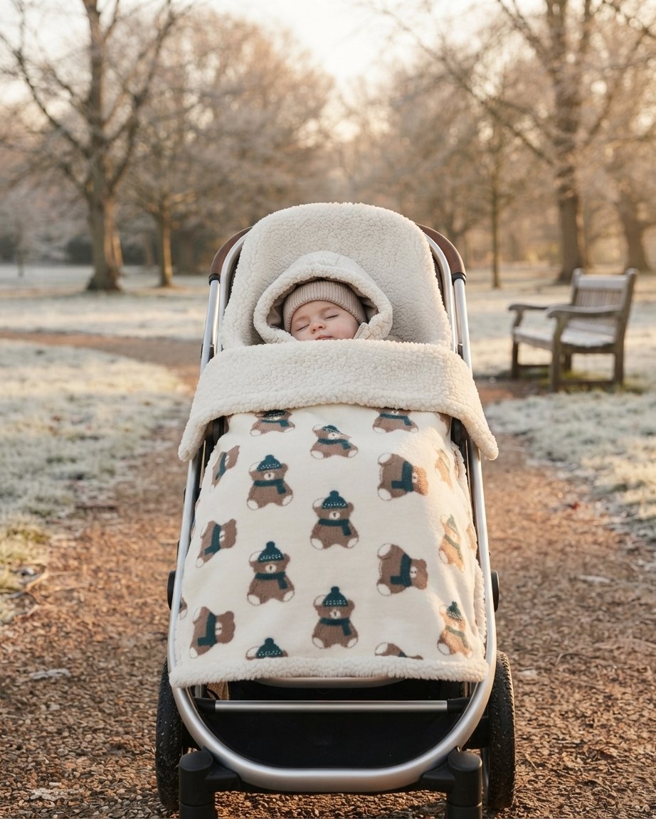 Baby Stroller Blanket – Soft Flannel with Sherpa Lining