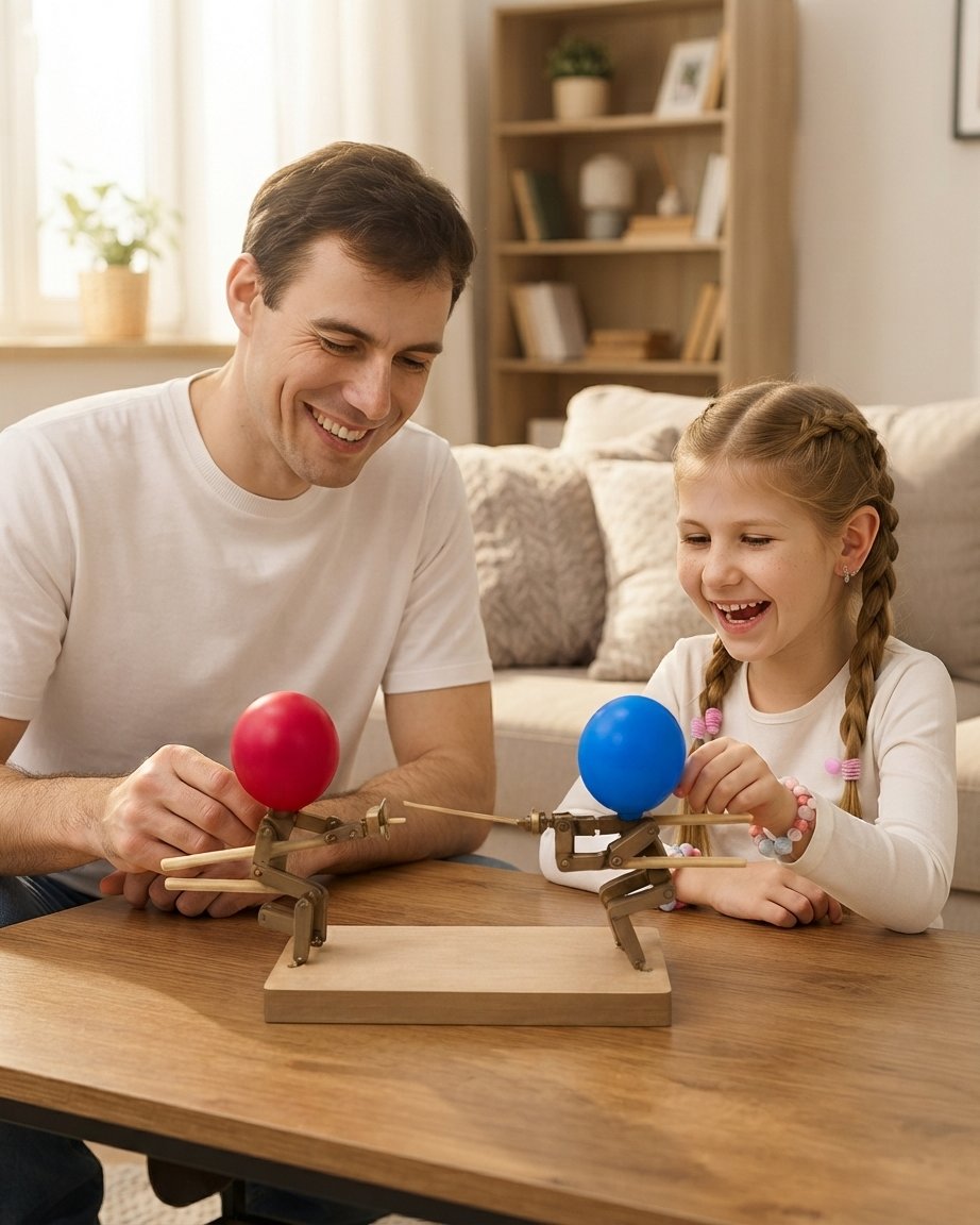 Balloon Fencing Duel Game – Two-Player Wooden Puppet Set