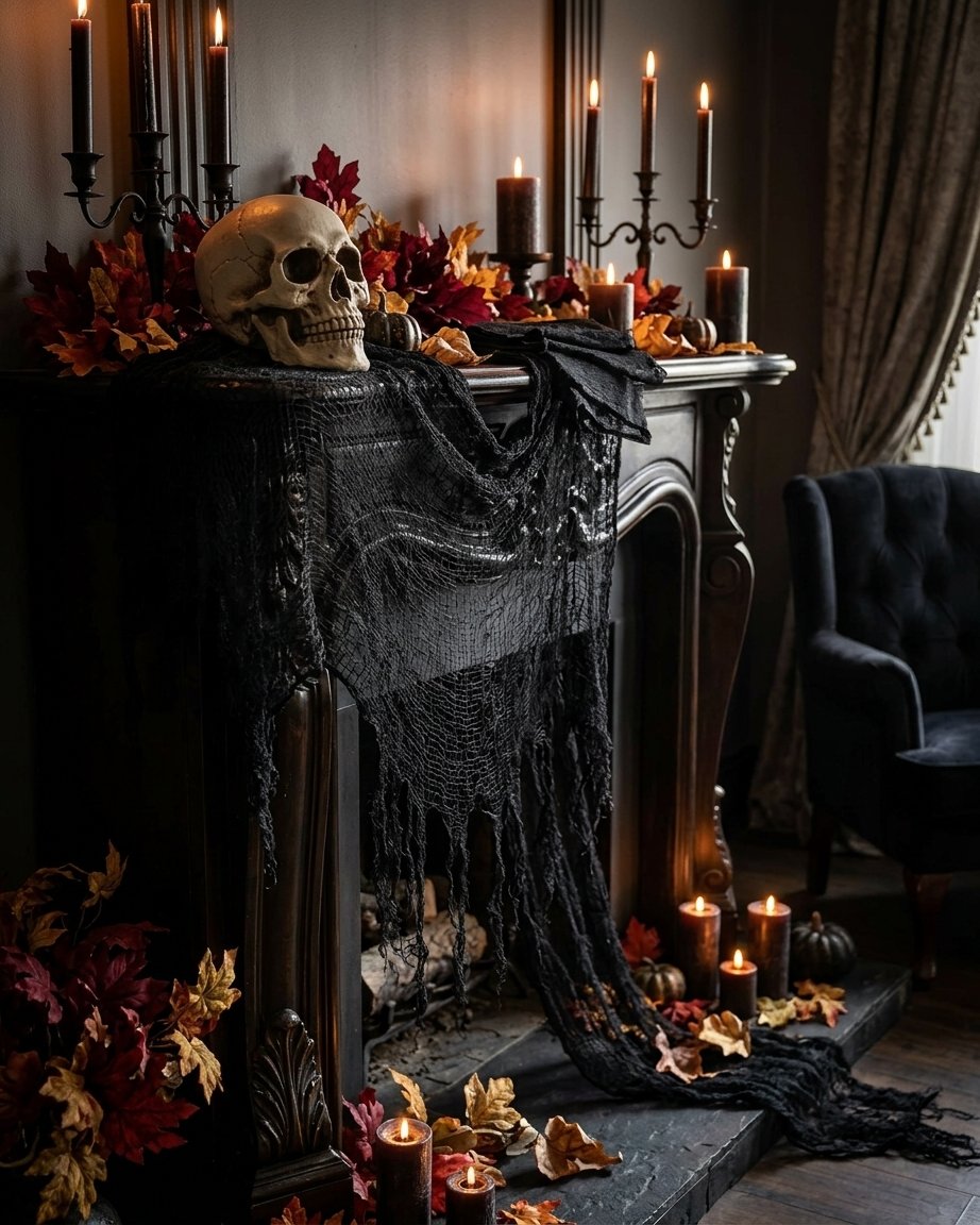 Black Gothic Mesh Creepy Cloth Halloween Fabric Decoration – Flexible, Reusable and Easy to Hang