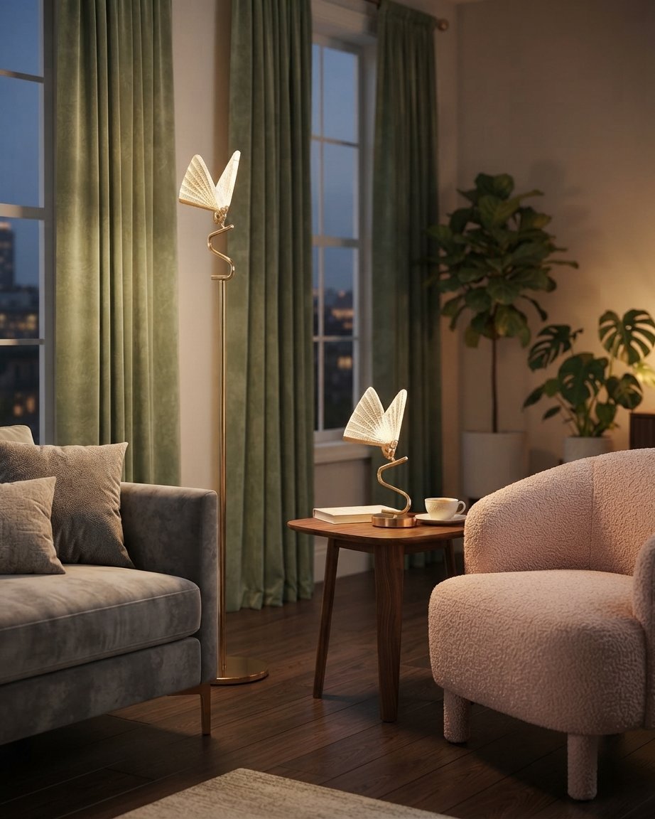 Butterfly LED Pendant, Floor, Table & Wall Lamp